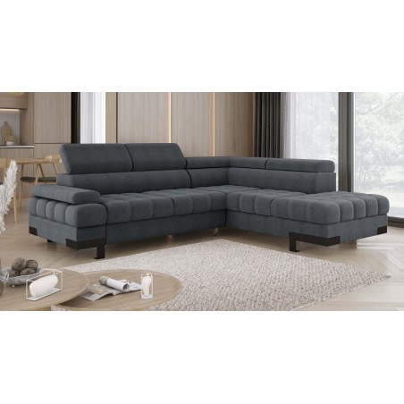 Narożnik SELVA L Prawostronny z funkcją spania i pojemnikiem AUSTIN 19 Szary WERSAL