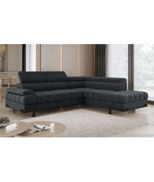 Narożnik SELVA L Prawostronny z funkcją spania i pojemnikiem AUSTIN 20 Antracytowy WERSAL