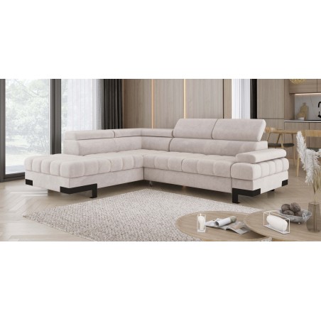 Narożnik SELVA L Lewostronny z funkcją spania i pojemnikiem SALVADOR 01 Beżowy WERSAL