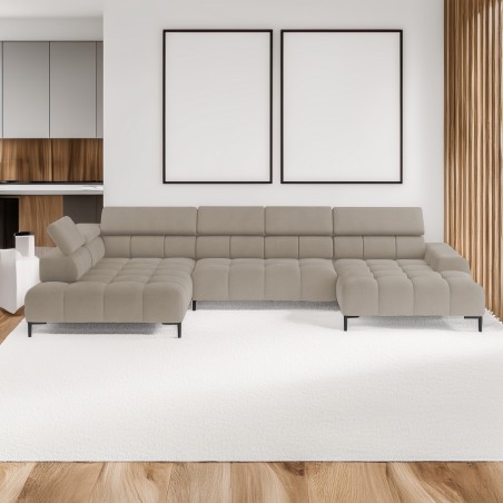 Narożnik PLAZA XL Lewostronny Elektryczna regulacja Tkanina SOLAR 16 WERSAL