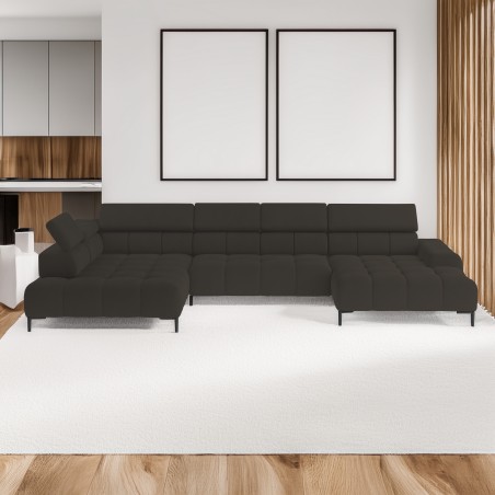 Narożnik PLAZA XL Lewostronny Elektryczna regulacja Tkanina SOLAR 28 WERSAL