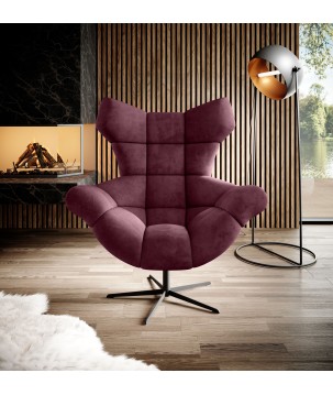 Fotel SENSI Relax obrotowy 360° z funkcją bujania w tkaninie Monolith 69