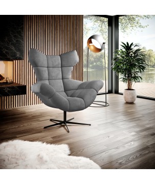 Fotel SENSI Relax obrotowy 360° z funkcją bujania w tkaninie Monolith 85