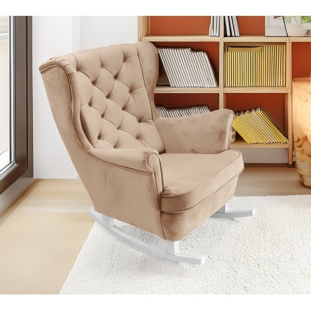 Fotel USZAK bujany tapicerowany z podłokietnikami, kolor Beżowy tkanina MAGIC VELVET