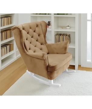 Fotel USZAK bujany tapicerowany z podłokietnikami, kolor Cappucino tkanina MAGIC VELVET