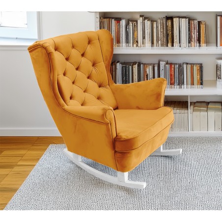 Fotel USZAK bujany tapicerowany z podłokietnikami, kolor Złoty tkanina MAGIC VELVET