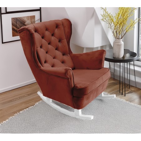 Fotel USZAK bujany tapicerowany z podłokietnikami, kolor Bordowy tkanina MAGIC VELVET