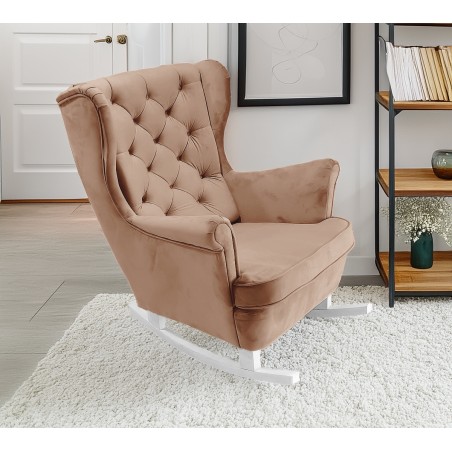 Fotel USZAK bujany tapicerowany z podłokietnikami, kolor Cappucino tkanina MAGIC VELVET