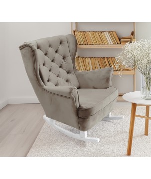 Fotel USZAK bujany tapicerowany z podłokietnikami, kolor Szary tkanina MAGIC VELVET