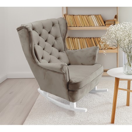 Fotel USZAK bujany tapicerowany z podłokietnikami, kolor Szary tkanina MAGIC VELVET