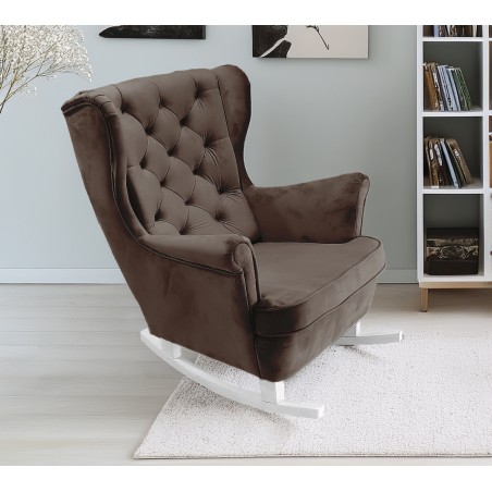 Fotel USZAK bujany tapicerowany z podłokietnikami, kolor Brązowy tkanina MAGIC VELVET