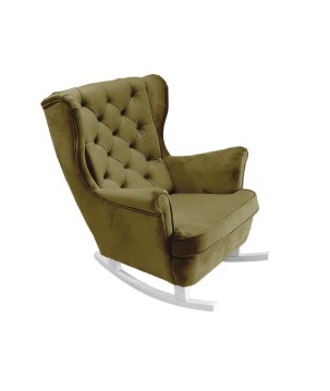 Fotel USZAK bujany tapicerowany z podłokietnikami, kolor Zielony tkanina MAGIC VELVET
