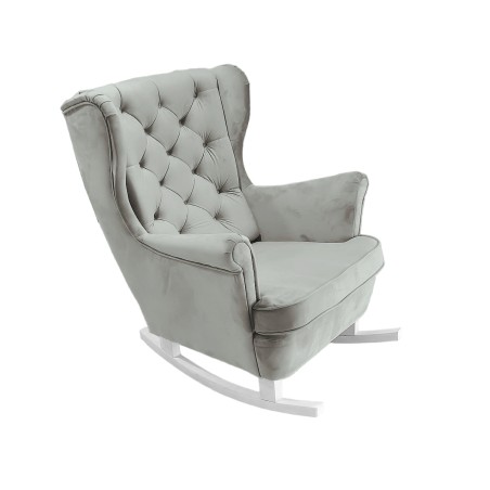 Fotel USZAK bujany tapicerowany z podłokietnikami, kolor Popielaty tkanina MAGIC VELVET