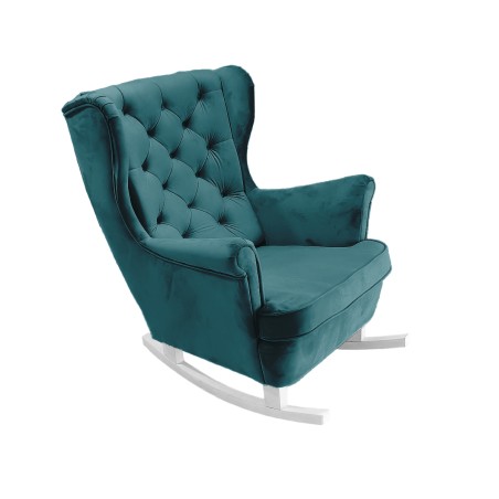 Fotel USZAK bujany tapicerowany z podłokietnikami, kolor Granatowy tkanina MAGIC VELVET