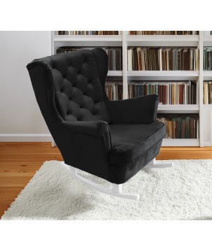 Fotel USZAK bujany tapicerowany z podłokietnikami, kolor Czarny tkanina MAGIC VELVET