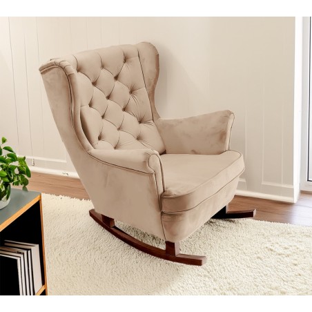 Fotel USZAK bujany tapicerowany z podłokietnikami, kolor Beżowy tkanina MAGIC VELVET