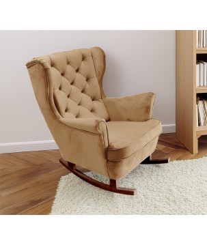 Fotel USZAK bujany tapicerowany z podłokietnikami, kolor Cappucino tkanina MAGIC VELVET