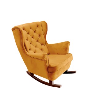 Fotel USZAK bujany tapicerowany z podłokietnikami, kolor Złoty tkanina MAGIC VELVET