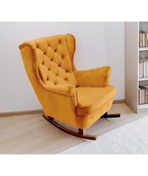 Fotel USZAK bujany tapicerowany z podłokietnikami, kolor Złoty tkanina MAGIC VELVET