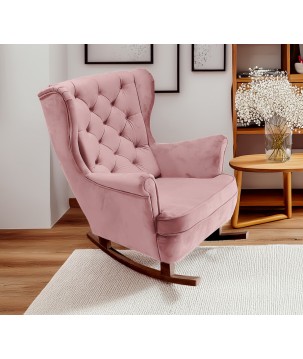 Fotel USZAK bujany tapicerowany z podłokietnikami, kolor Różowy tkanina MAGIC VELVET