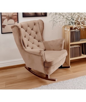 Fotel USZAK bujany tapicerowany z podłokietnikami, kolor Cappucino tkanina MAGIC VELVET