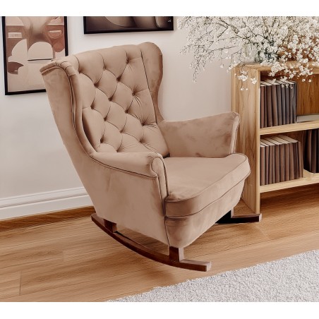 Fotel USZAK bujany tapicerowany z podłokietnikami, kolor Cappucino tkanina MAGIC VELVET