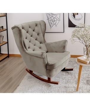 Fotel USZAK bujany tapicerowany z podłokietnikami, kolor Szary tkanina MAGIC VELVET