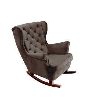 Fotel USZAK bujany tapicerowany z podłokietnikami, kolor Brązowy tkanina MAGIC VELVET