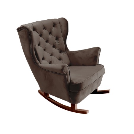 Fotel USZAK bujany tapicerowany z podłokietnikami, kolor Brązowy tkanina MAGIC VELVET