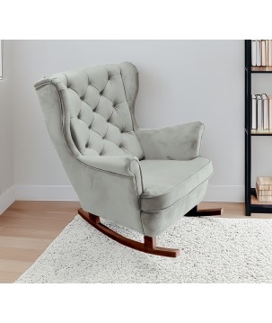 Fotel USZAK bujany tapicerowany z podłokietnikami, kolor Popielaty tkanina MAGIC VELVET