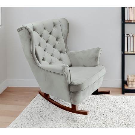 Fotel USZAK bujany tapicerowany z podłokietnikami, kolor Popielaty tkanina MAGIC VELVET