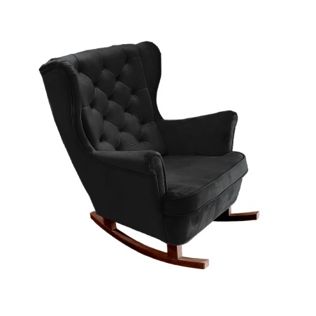 Fotel USZAK bujany tapicerowany z podłokietnikami, kolor Czarny tkanina MAGIC VELVET