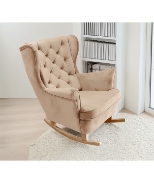 Fotel USZAK bujany tapicerowany z podłokietnikami, kolor Beżowy tkanina MAGIC VELVET