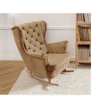 Fotel USZAK bujany tapicerowany z podłokietnikami, kolor Cappucino tkanina MAGIC VELVET