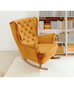 Fotel USZAK bujany tapicerowany z podłokietnikami, kolor Złoty tkanina MAGIC VELVET