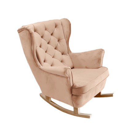 Fotel USZAK bujany tapicerowany z podłokietnikami, kolor Pudrowy róż tkanina MAGIC VELVET