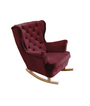 Fotel USZAK bujany tapicerowany z podłokietnikami, kolor Burgundowy tkanina MAGIC VELVET