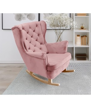 Fotel USZAK bujany tapicerowany z podłokietnikami, kolor Różowy tkanina MAGIC VELVET