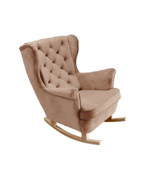 Fotel USZAK bujany tapicerowany z podłokietnikami, kolor Cappucino tkanina MAGIC VELVET