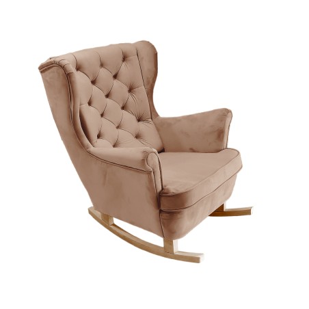 Fotel USZAK bujany tapicerowany z podłokietnikami, kolor Cappucino tkanina MAGIC VELVET