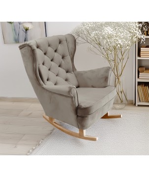 Fotel USZAK bujany tapicerowany z podłokietnikami, kolor Szary tkanina MAGIC VELVET