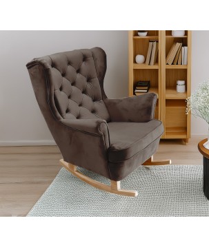 Fotel USZAK bujany tapicerowany z podłokietnikami, kolor Brązowy tkanina MAGIC VELVET