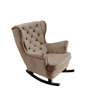 Fotel USZAK bujany tapicerowany z podłokietnikami, kolor Brązowy tkanina MAGIC VELVET