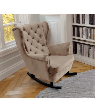 Fotel USZAK bujany tapicerowany z podłokietnikami, kolor Brązowy tkanina MAGIC VELVET