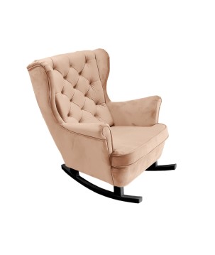 Fotel USZAK bujany tapicerowany z podłokietnikami, kolor Pudrowy róż tkanina MAGIC VELVET