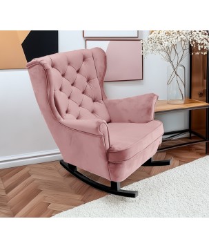 Fotel USZAK bujany tapicerowany z podłokietnikami, kolor Różowy tkanina MAGIC VELVET