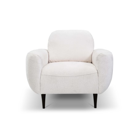 Fotel BOHO na drewnianych nogach z oparciem i podłokietnikami w tkaninie Perfect Harmony 01