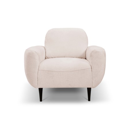 Fotel BOHO na drewnianych nogach z oparciem i podłokietnikami w tkaninie Perfect Harmony 02