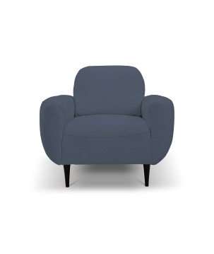 Fotel BOHO na drewnianych nogach z oparciem i podłokietnikami w tkaninie Perfect Harmony 77