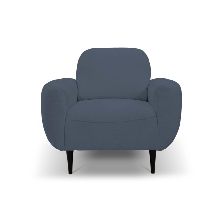 Fotel BOHO na drewnianych nogach z oparciem i podłokietnikami w tkaninie Perfect Harmony 77